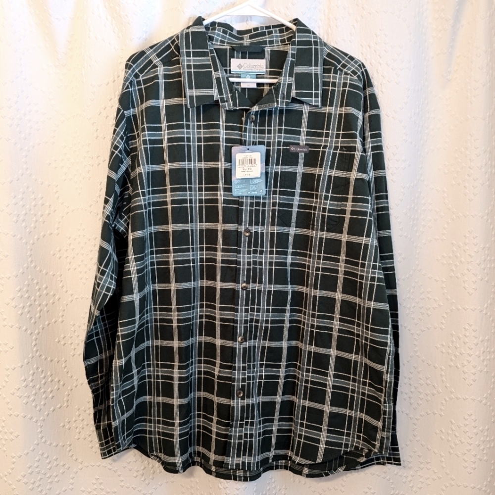 Columbia‎ Vapor Ridge Long Sleeve Forest Green Plaid Shirt Mens XL Button Up NWT